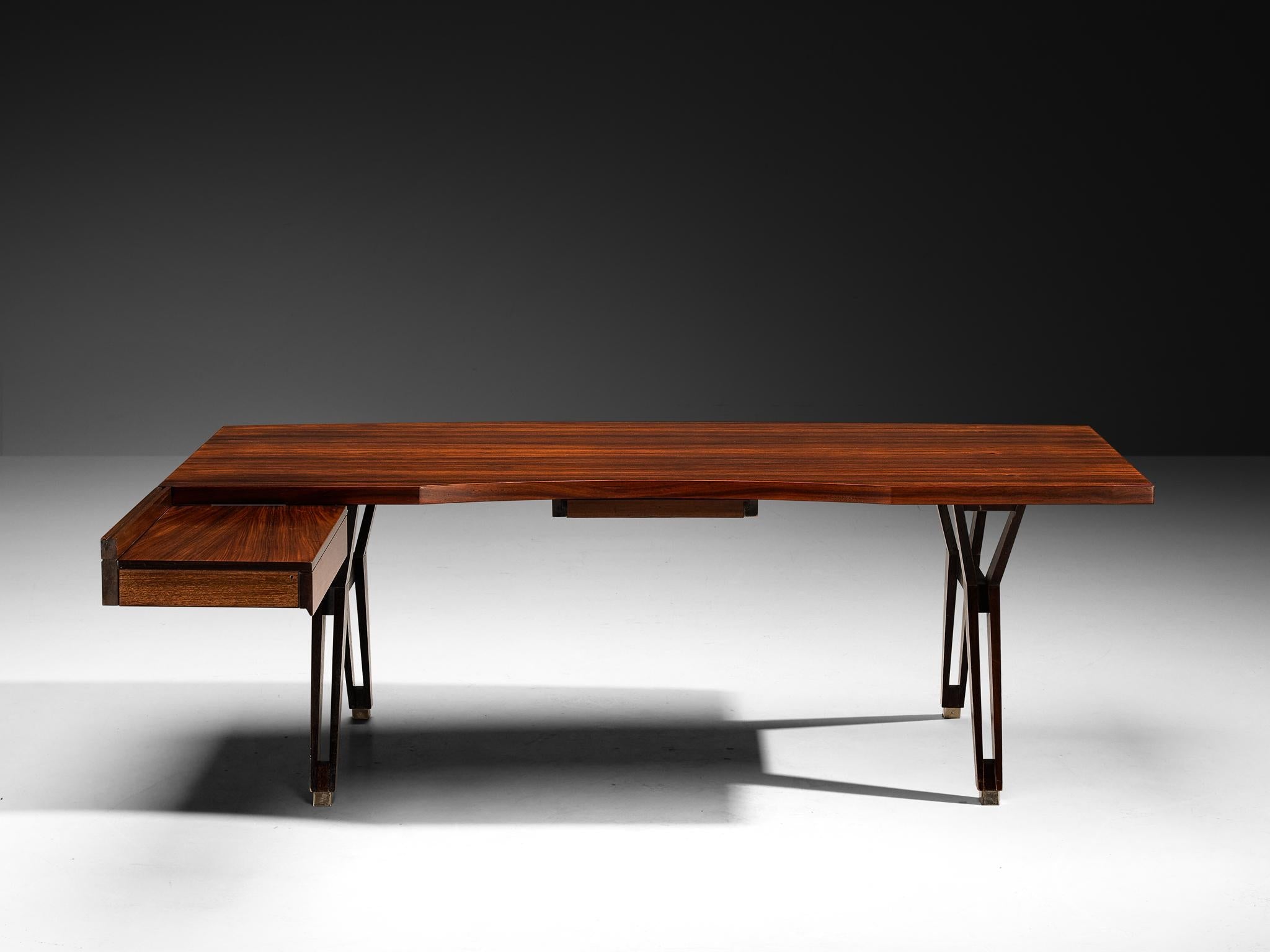 Ennio Fazioli for MIM 'Tolomeo' Corner Writing Desk in Rosewood and Steel