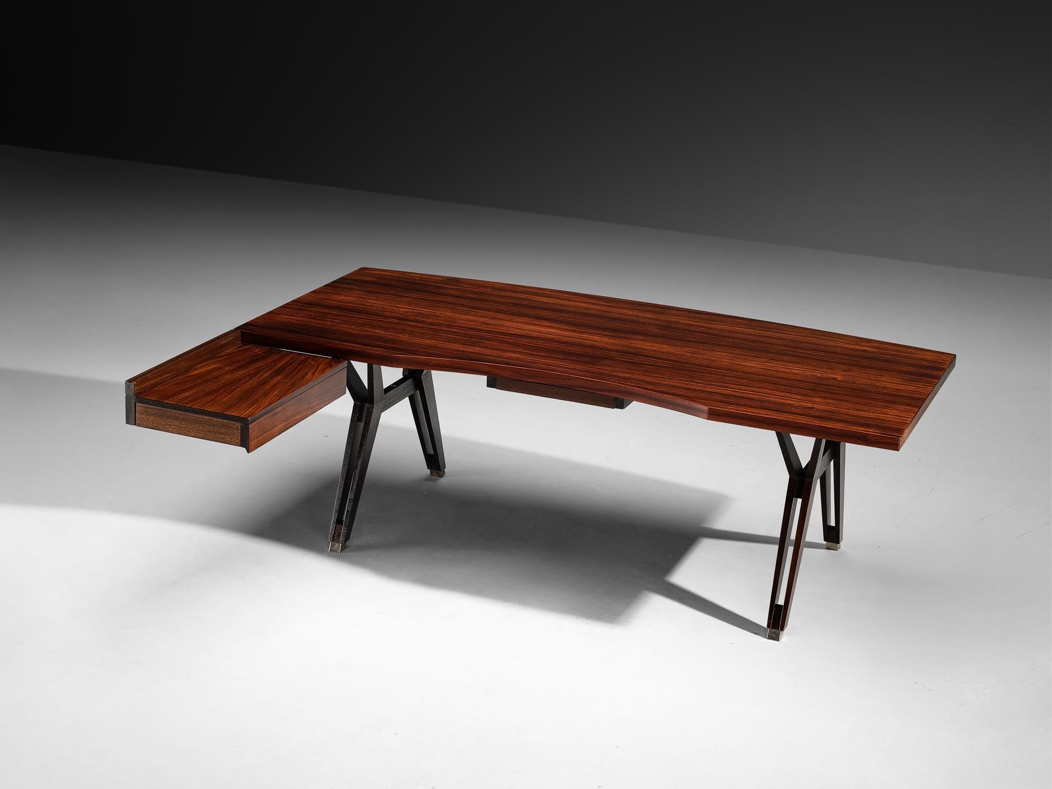 Ennio Fazioli for MIM 'Tolomeo' Corner Writing Desk in Rosewood and Steel