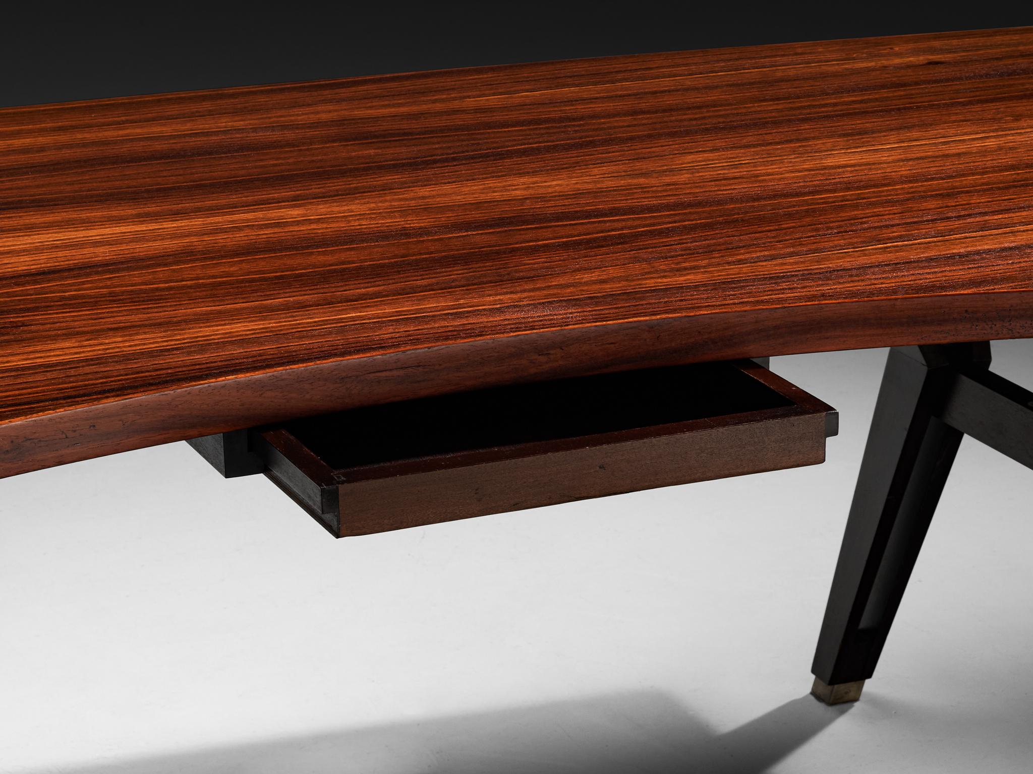 Ennio Fazioli for MIM 'Tolomeo' Corner Writing Desk in Rosewood and Steel