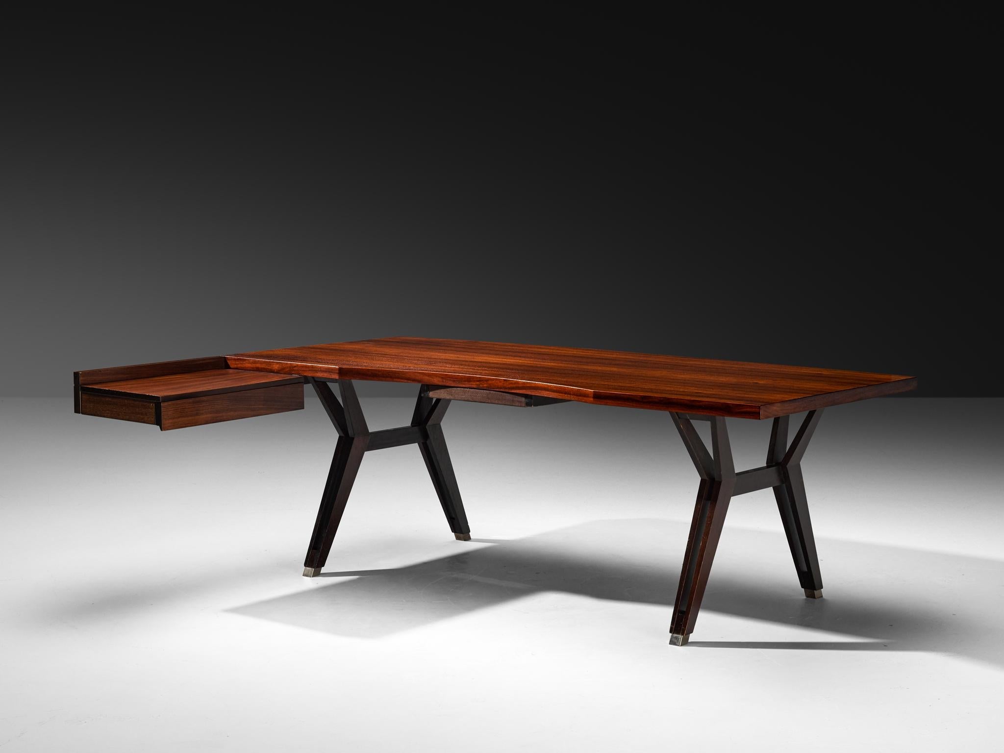 Ennio Fazioli for MIM 'Tolomeo' Corner Writing Desk in Rosewood and Steel