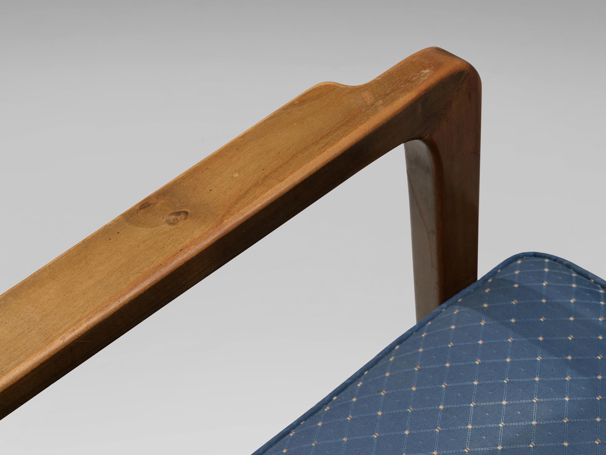 Emiel Veranneman 'La Chaise' Lounge Chair in Cherry & Blue Rhomboid Fabric