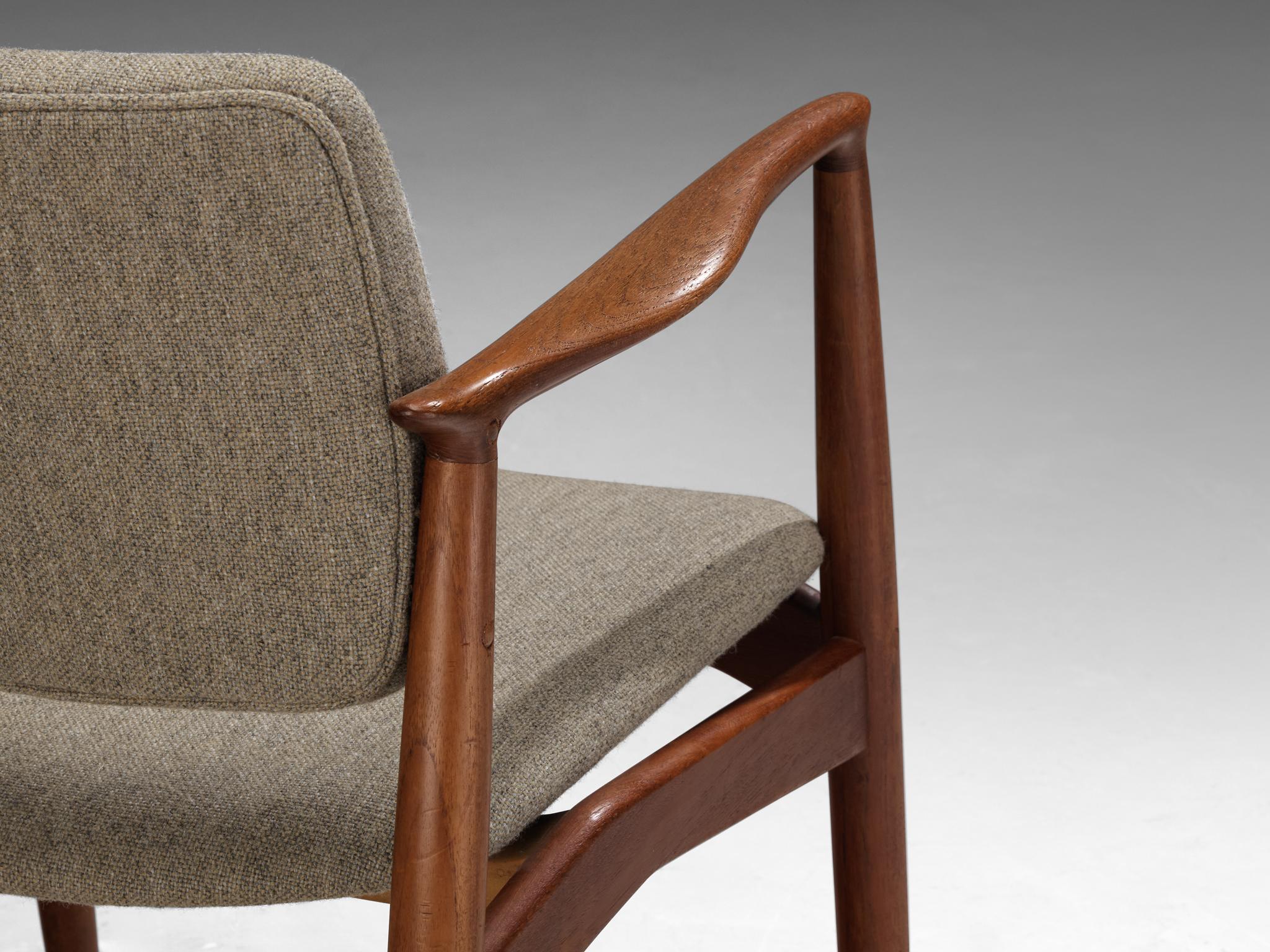 Erik Buch Set of Four Dining Chairs in Teak and Grey Upholstery