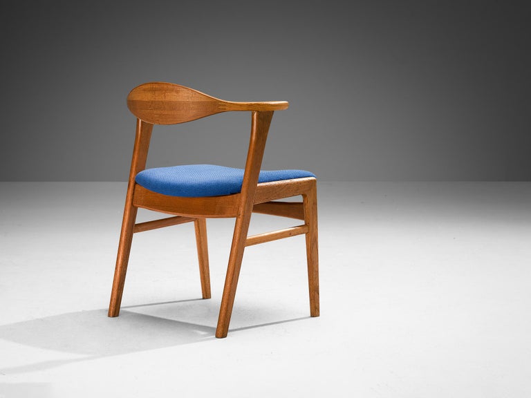 Erik Kirkegaard Armchair in Oak and Blue Upholstery