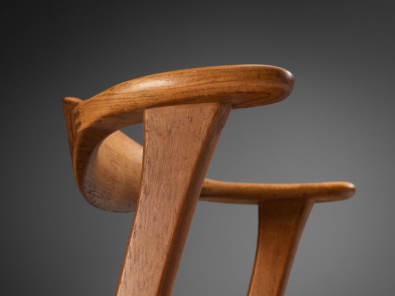 Erik Kirkegaard Armchair in Oak and Blue Upholstery