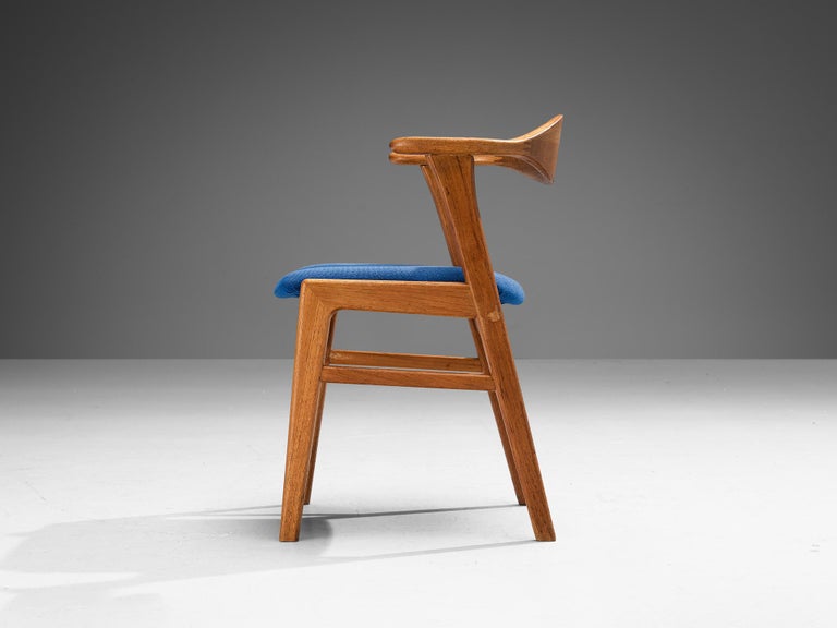 Erik Kirkegaard Armchair in Oak and Blue Upholstery