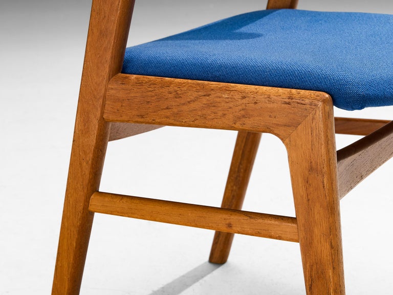 Erik Kirkegaard Armchair in Oak and Blue Upholstery