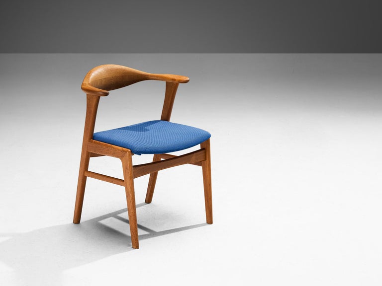 Erik Kirkegaard Armchair in Oak and Blue Upholstery