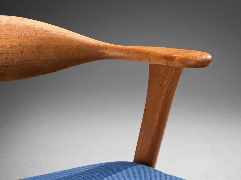 Erik Kirkegaard Armchair in Oak and Blue Upholstery