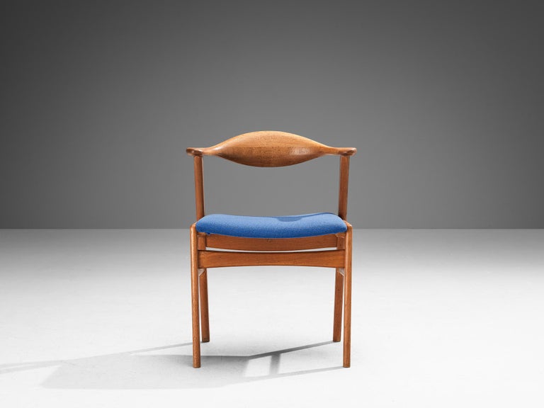 Erik Kirkegaard Armchair in Oak and Blue Upholstery