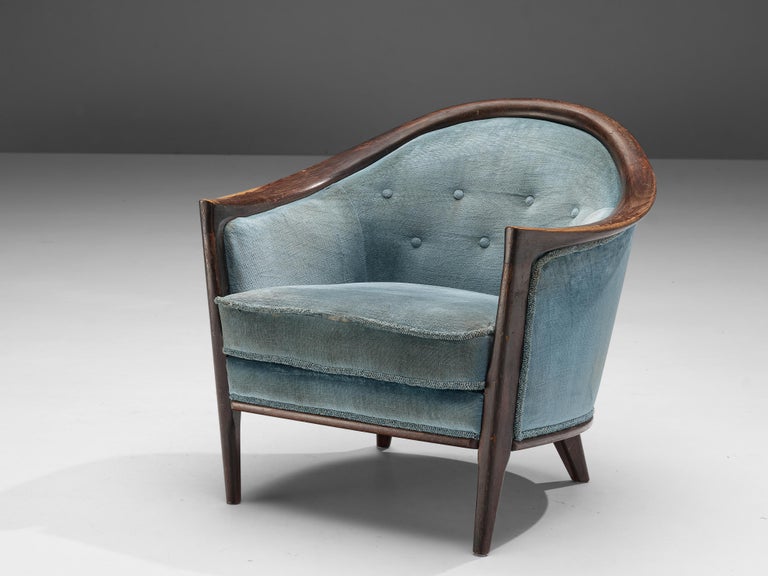 Bröderna Anderssons Lounge Chair in Teak and Light Blue Velvet