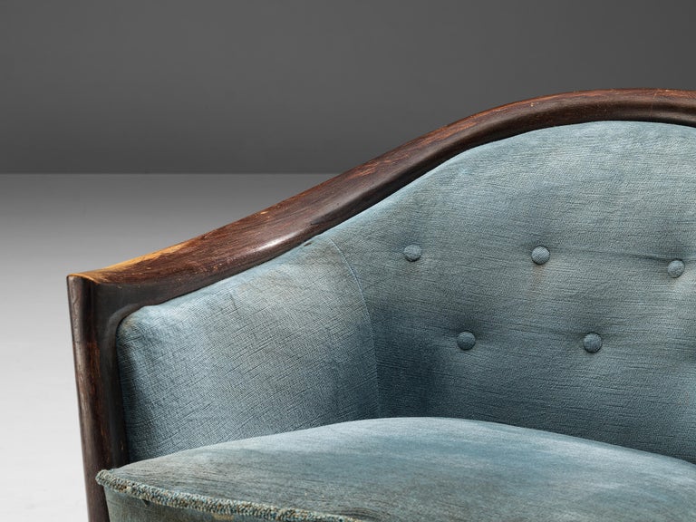 Bröderna Anderssons Lounge Chair in Teak and Light Blue Velvet