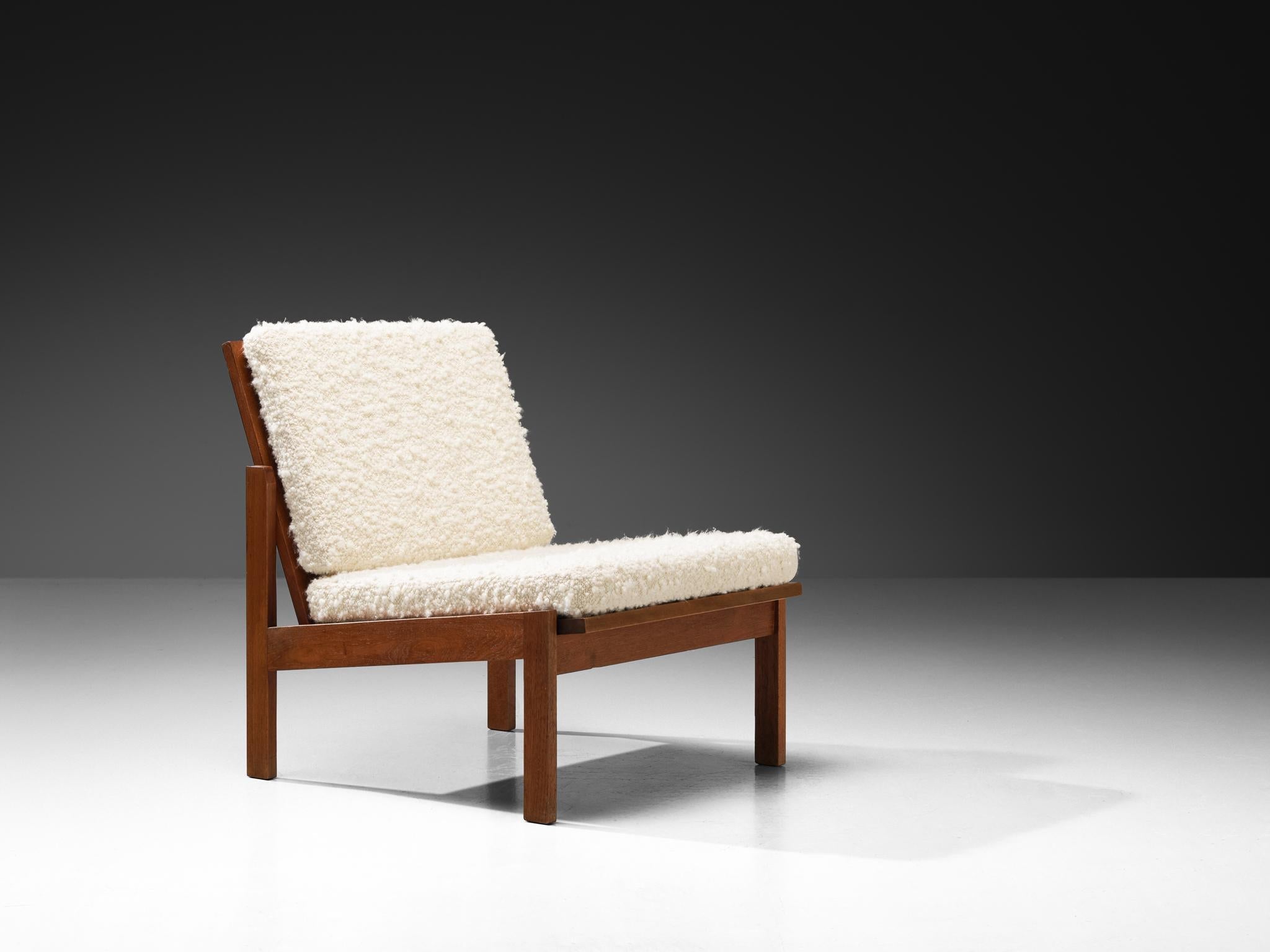 Danish Lounge Chair in Teak and Boucle 1960s