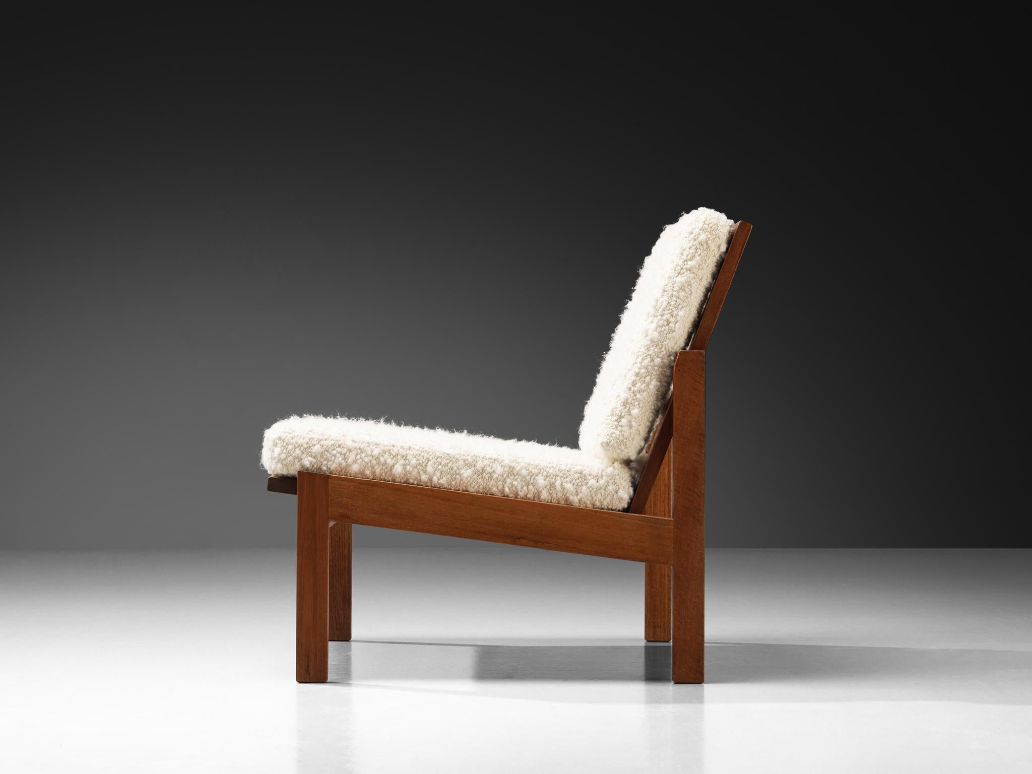 Danish Lounge Chair in Teak and Bouclé 1960s