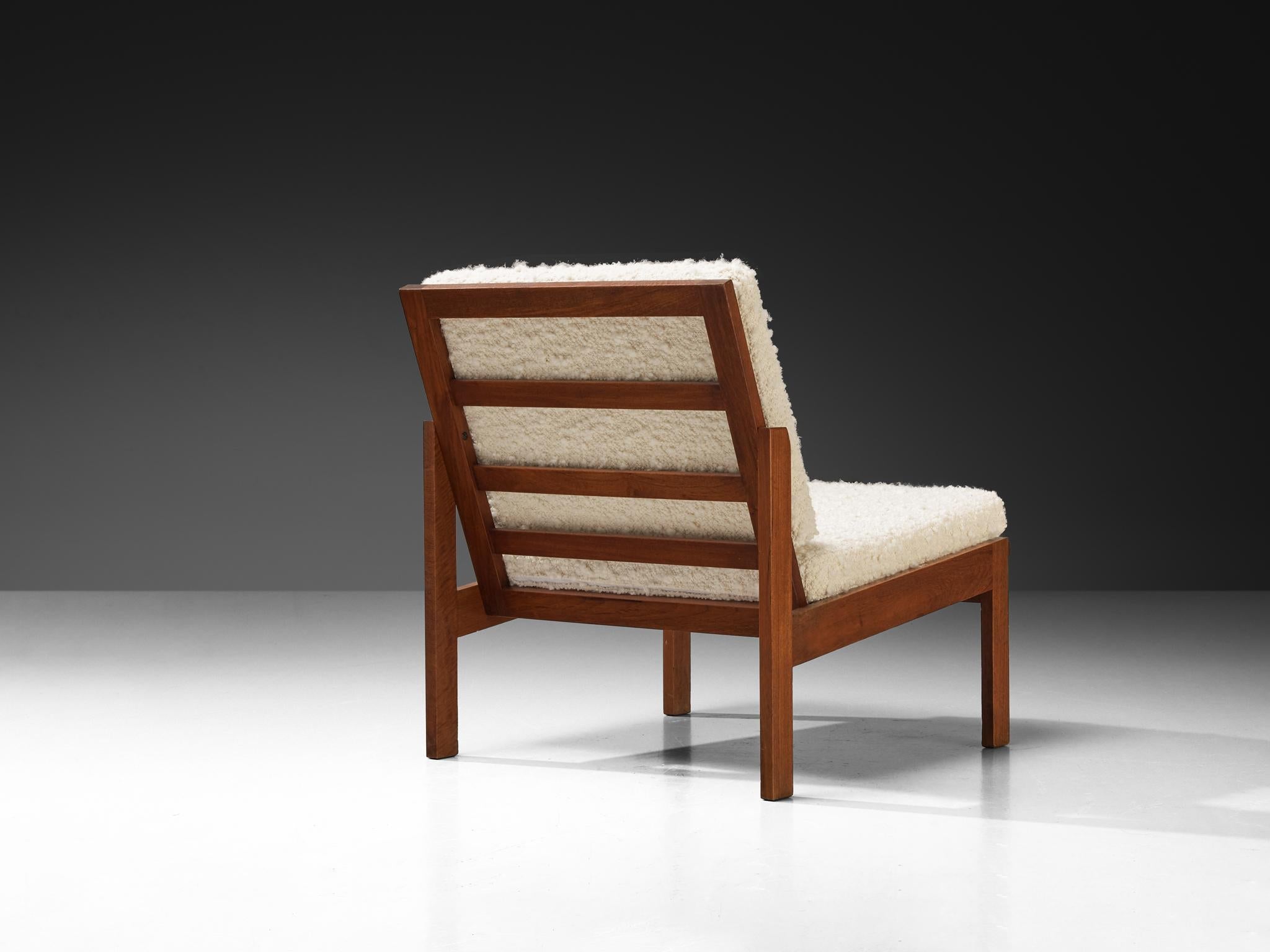 Danish Lounge Chair in Teak and Bouclé 1960s