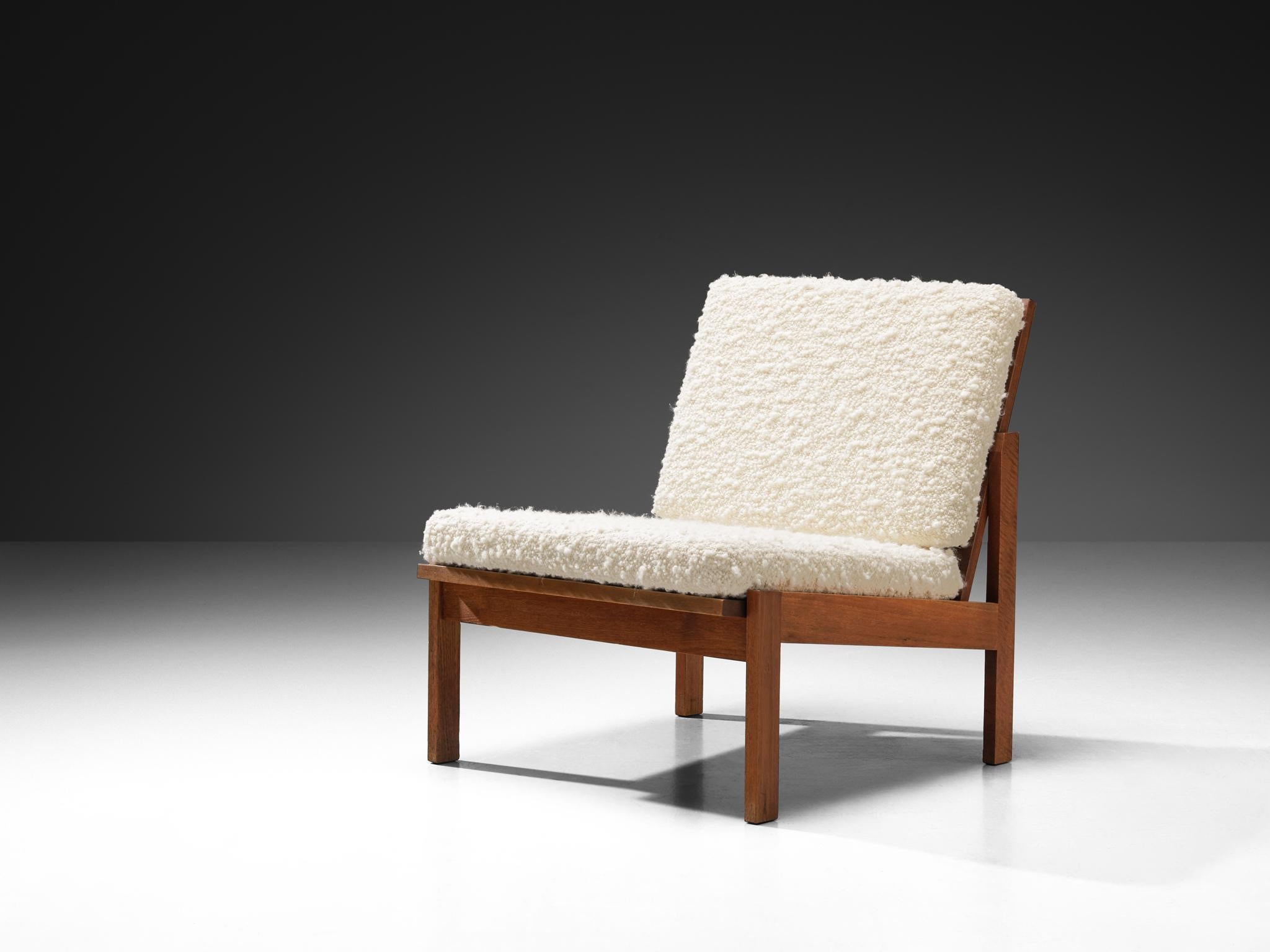 Danish Lounge Chair in Teak and Bouclé 1960s