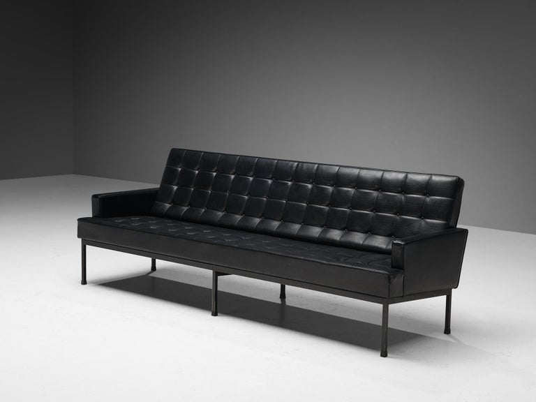 Modern European Sofa in Black Upholstery and Metal