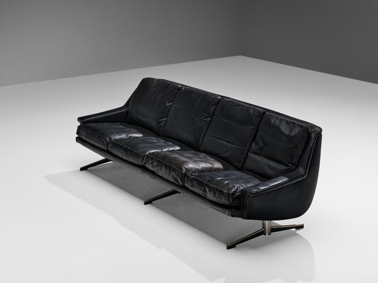 Werner Langenfeld for ESA Sofa in Black Leather and Metal