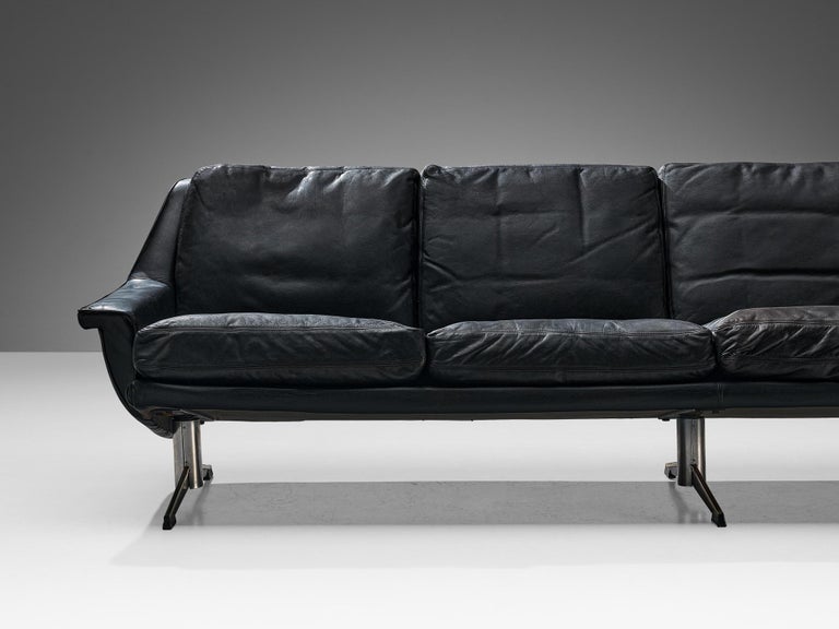 Werner Langenfeld for ESA Sofa in Black Leather and Metal