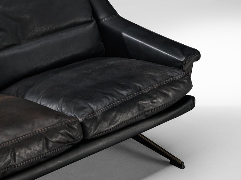 Werner Langenfeld for ESA Sofa in Black Leather and Metal