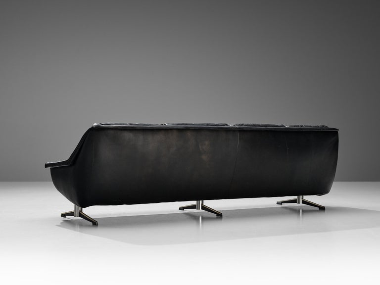 Werner Langenfeld for ESA Sofa in Black Leather and Metal