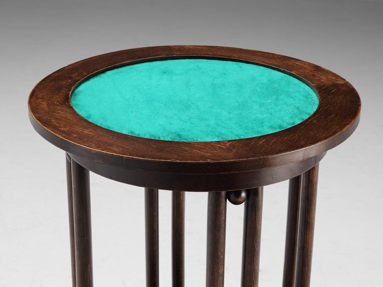 Art Deco Side Table in Oak and Green Velvet