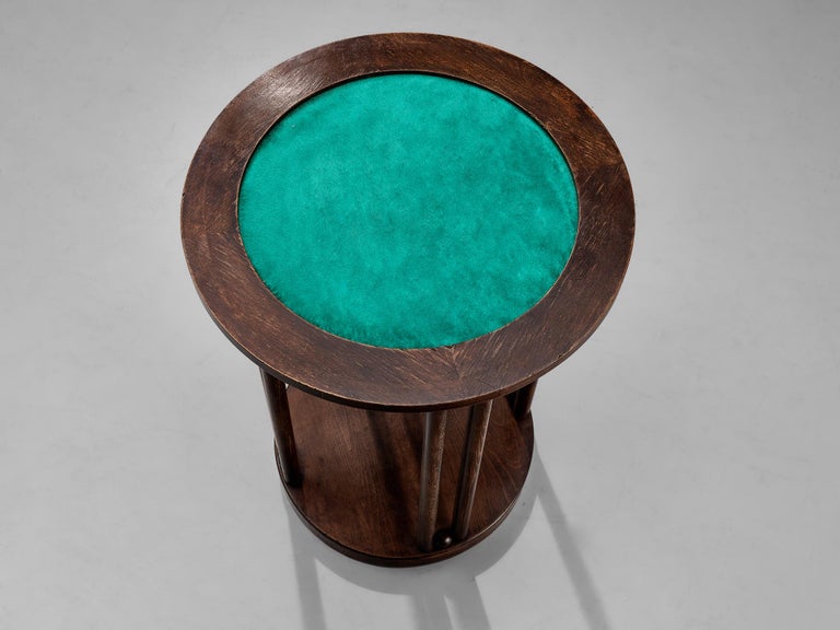 Art Deco Side Table in Oak and Green Velvet