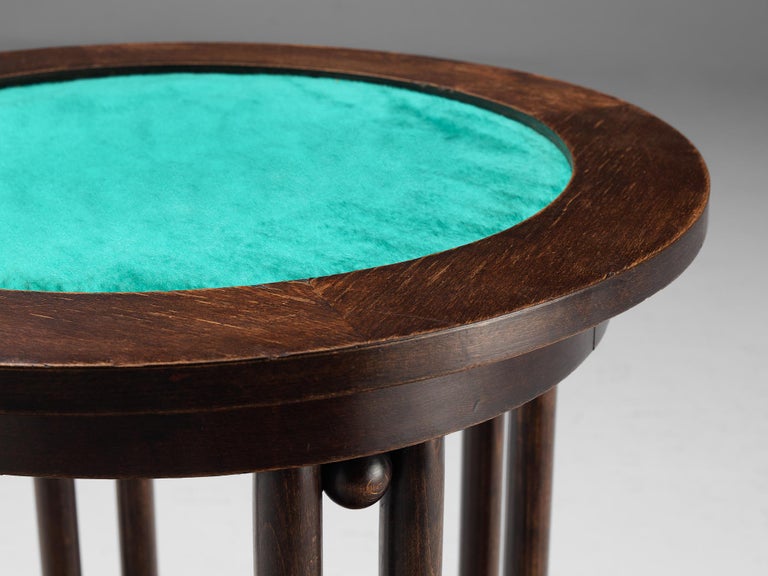 Art Deco Side Table in Oak and Green Velvet