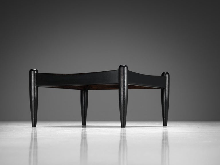 Elegant French Side Table in Black Lacquered Oak