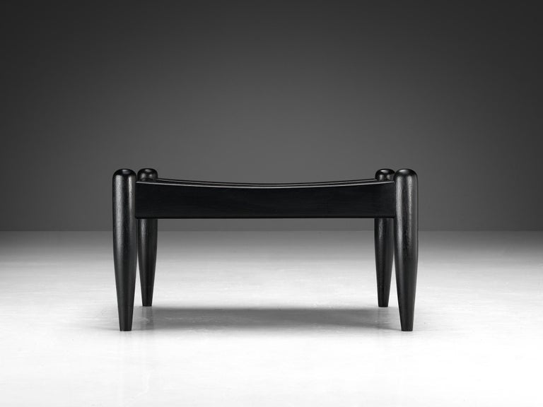 Elegant French Side Table in Black Lacquered Oak