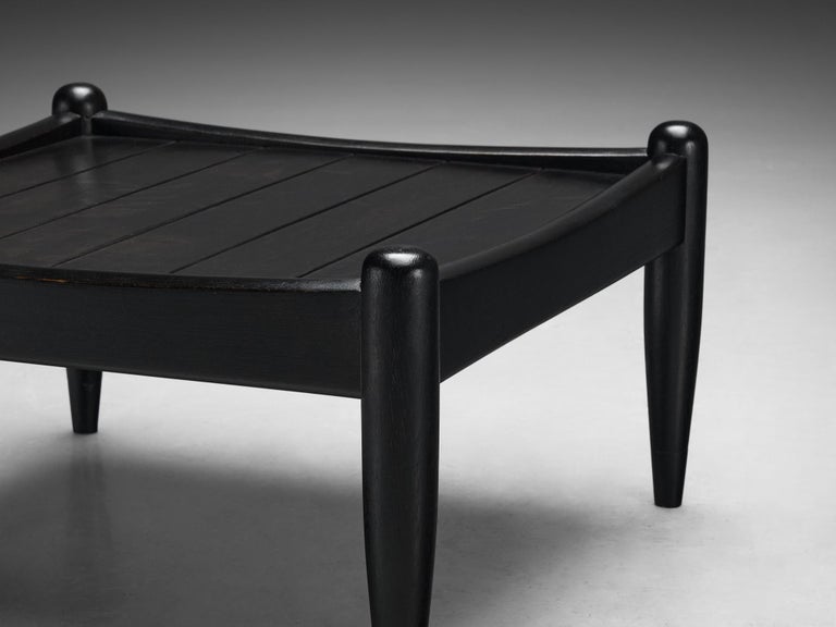 Elegant French Side Table in Black Lacquered Oak