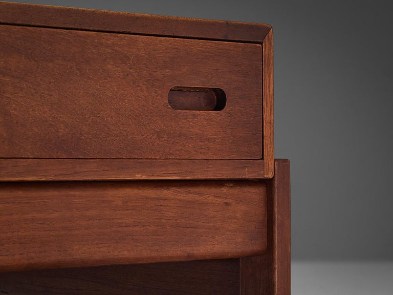 Danish Square Side Table with Drawer in Teak