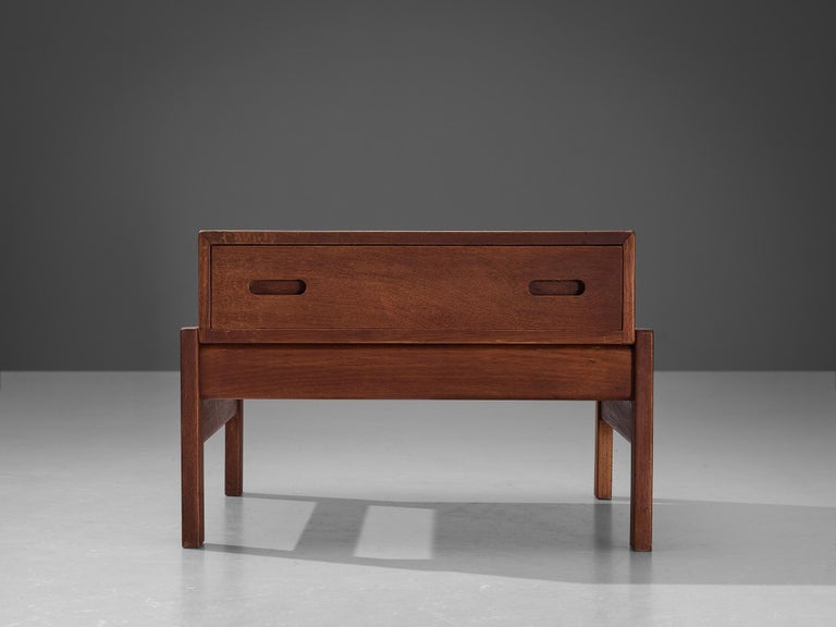 Danish Square Side Table with Drawer in Teak