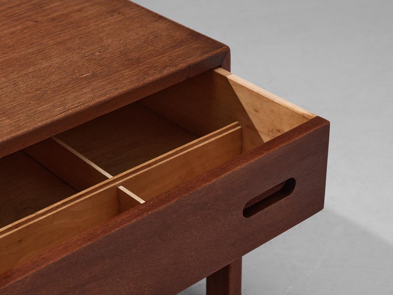 Danish Square Side Table with Drawer in Teak