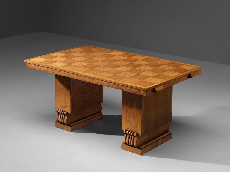 Charles Dudouyt Art Deco Table with Inlayed Top in Oak