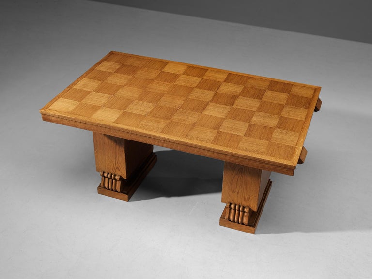 Charles Dudouyt Art Deco Table with Inlayed Top in Oak