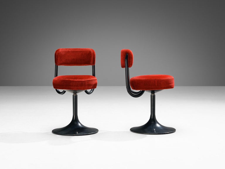 Börje Johanson for Johanson Design Set of Swivel Chairs in Red Velvet