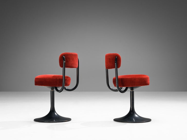 Börje Johanson for Johanson Design Set of Swivel Chairs in Red Velvet