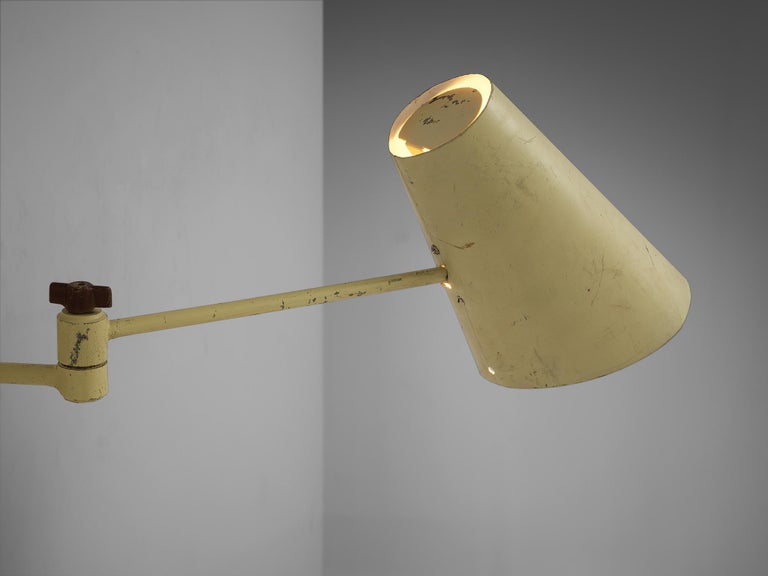 Set of Four Wall Lights in Pale Yellow Lacquered Metal