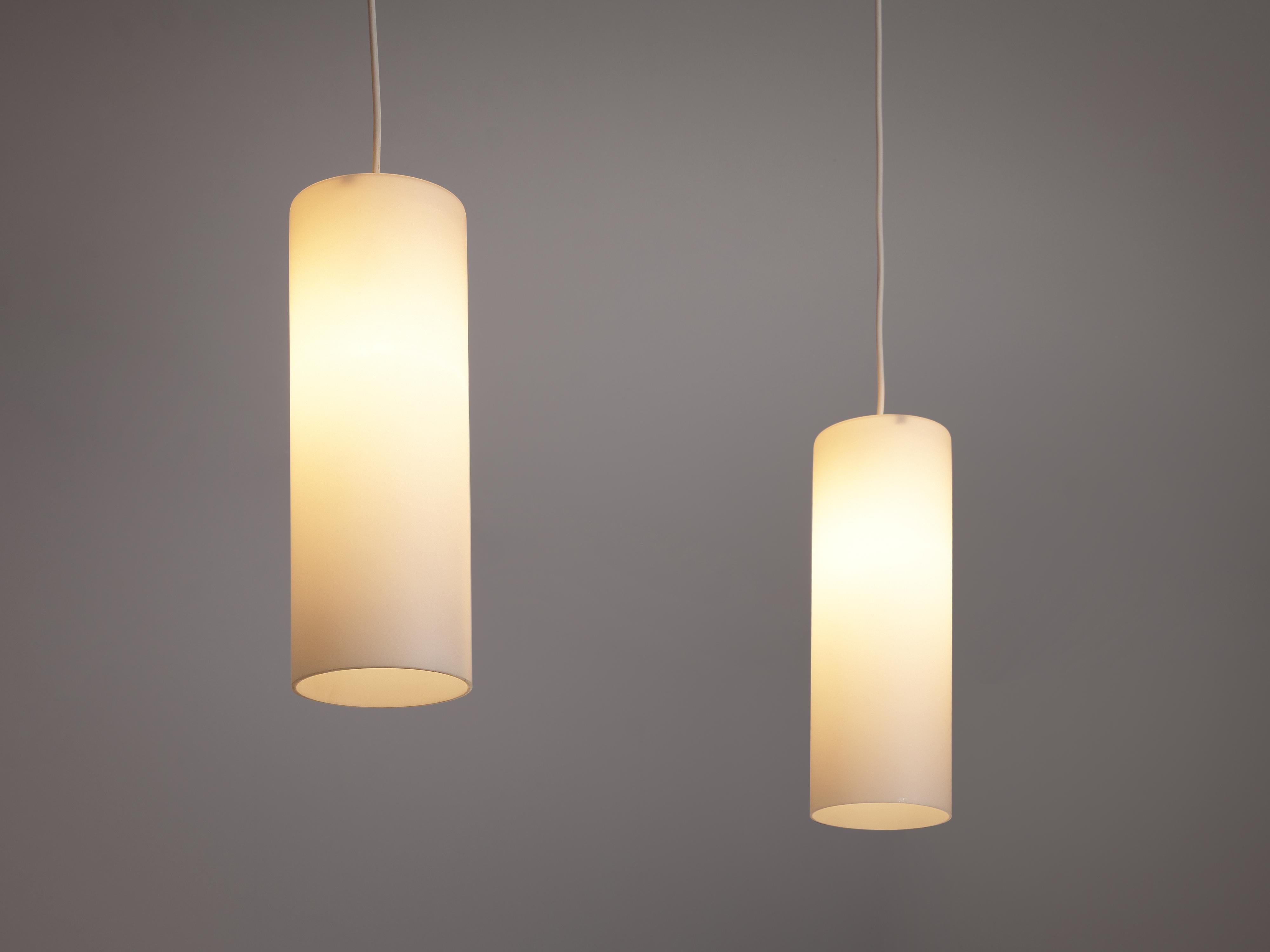 Cylindrical Pendant Lamps in Matted Glass