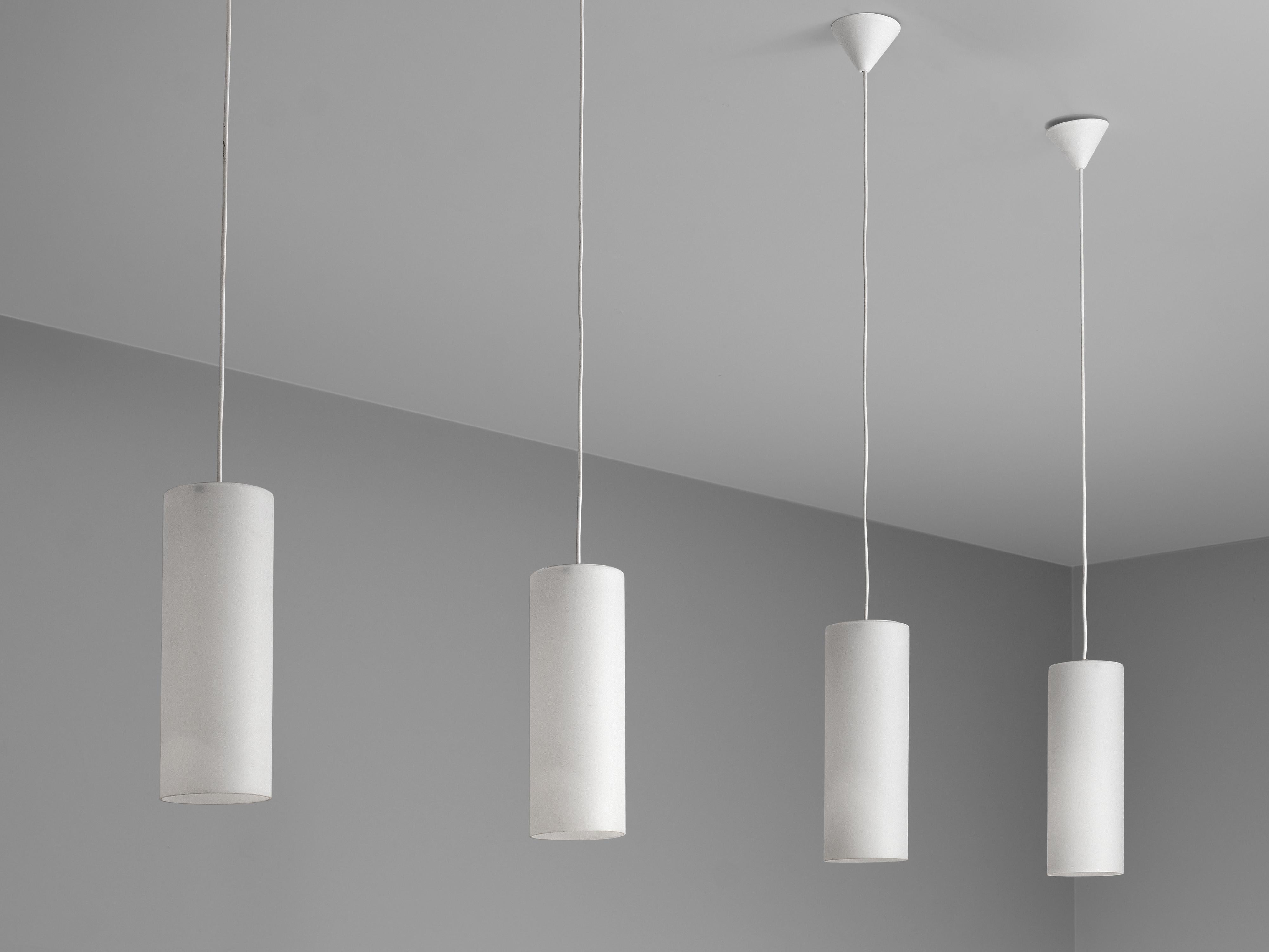 Cylindrical Pendant Lamps in Matted Glass