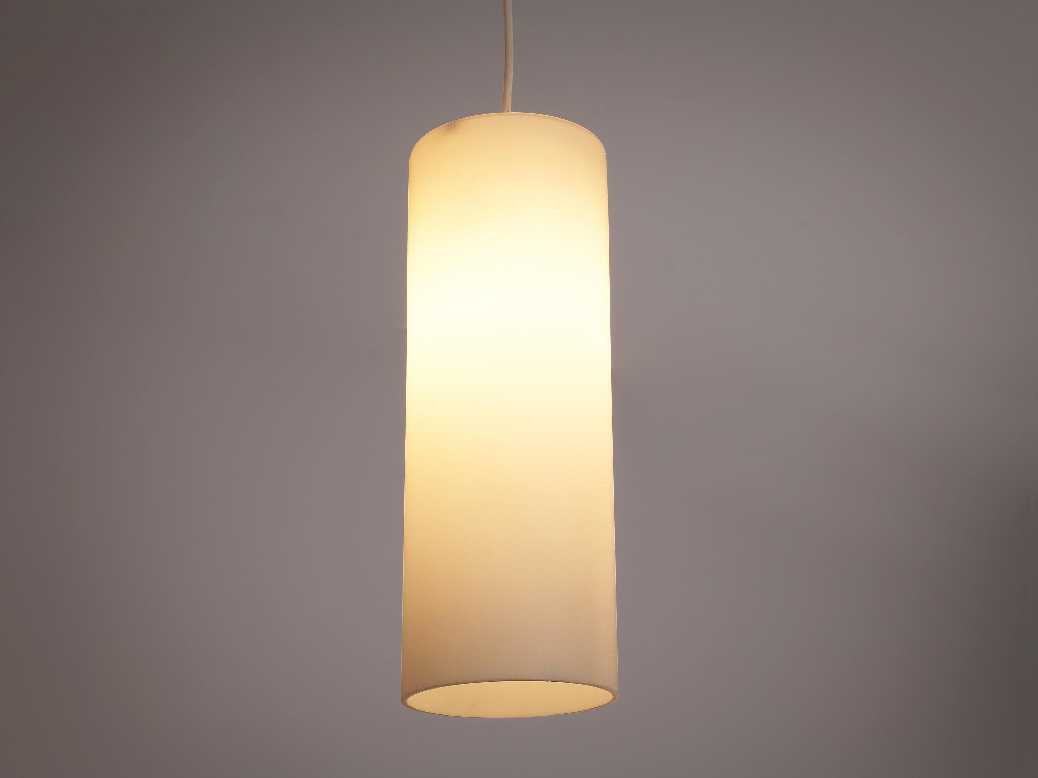 Cylindrical Pendant Lamps in Matted Glass