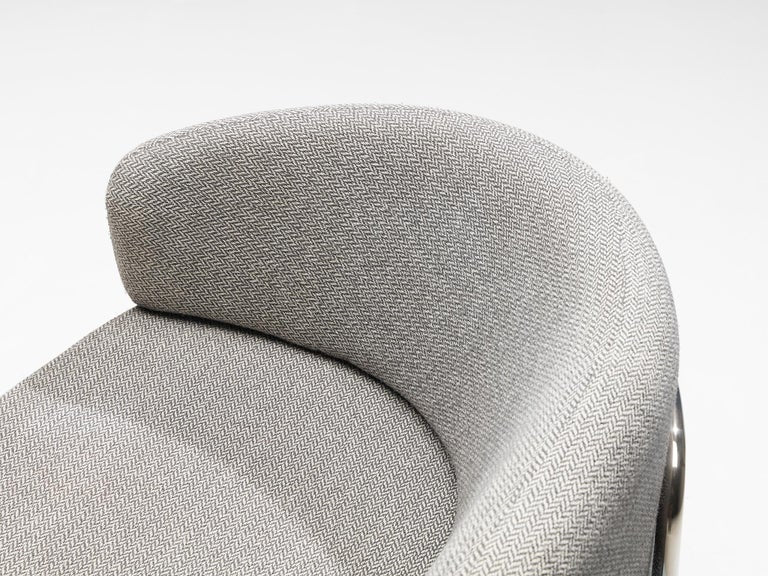 Hans Ell for 't Spectrum Settee in Chrome and Grey Upholstery