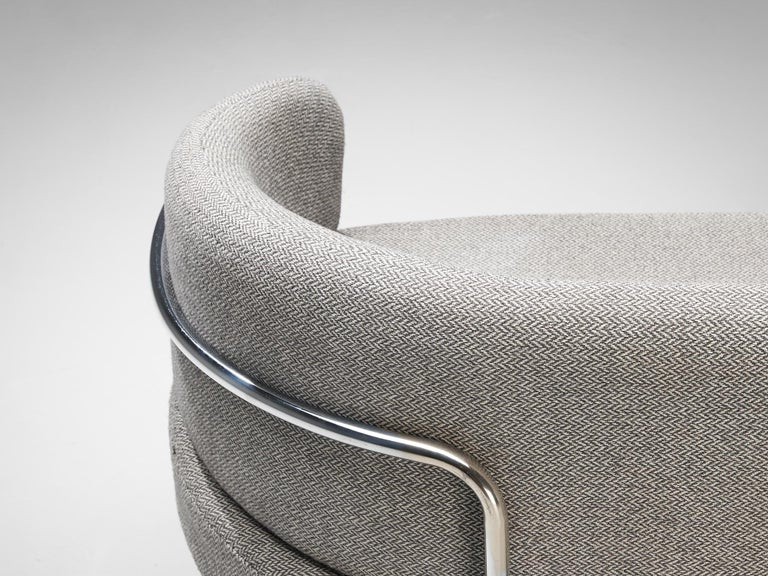 Hans Ell for 't Spectrum Settee in Chrome and Grey Upholstery