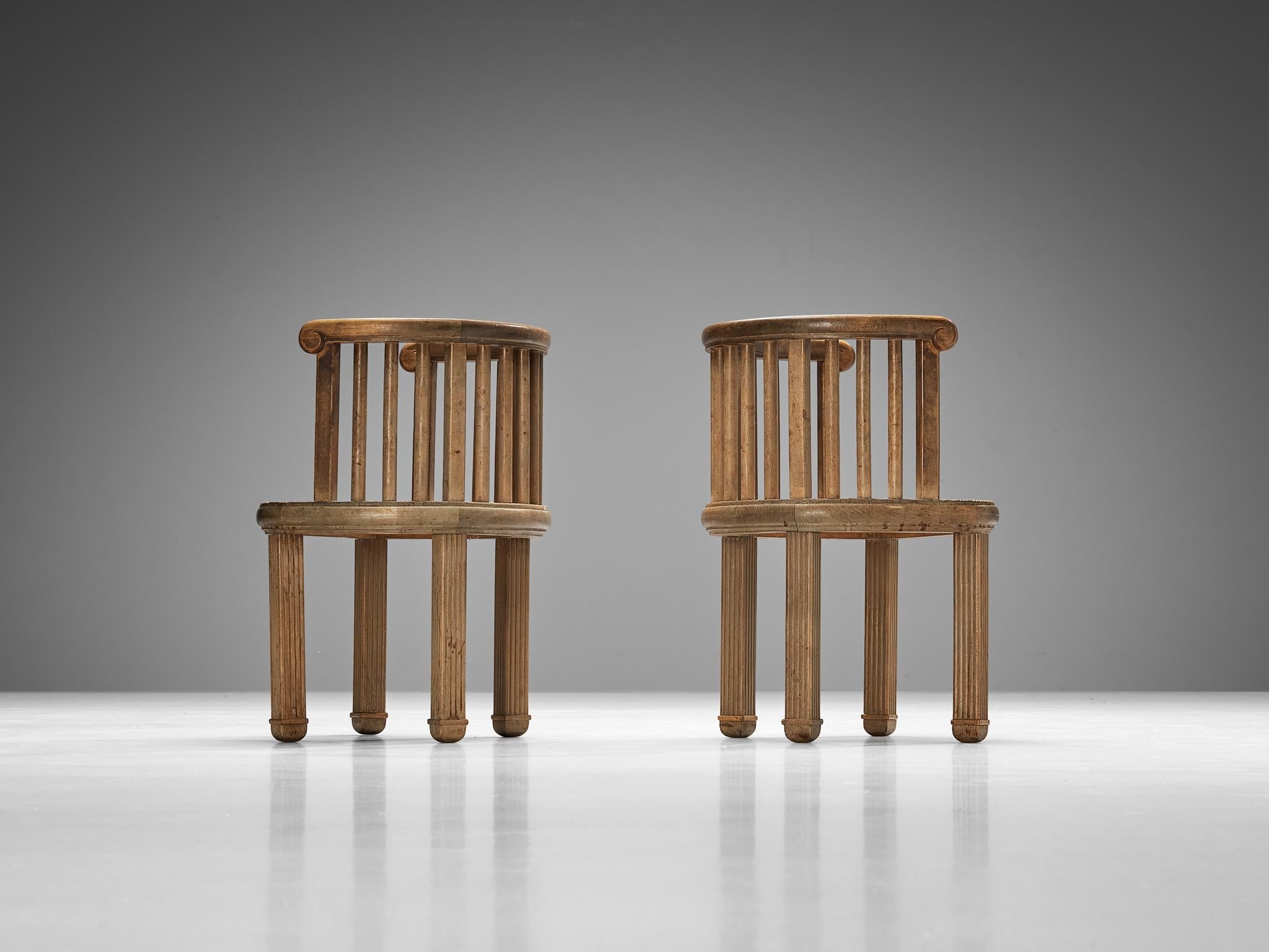 Elegant French Pair of Dining Chairs in Pine