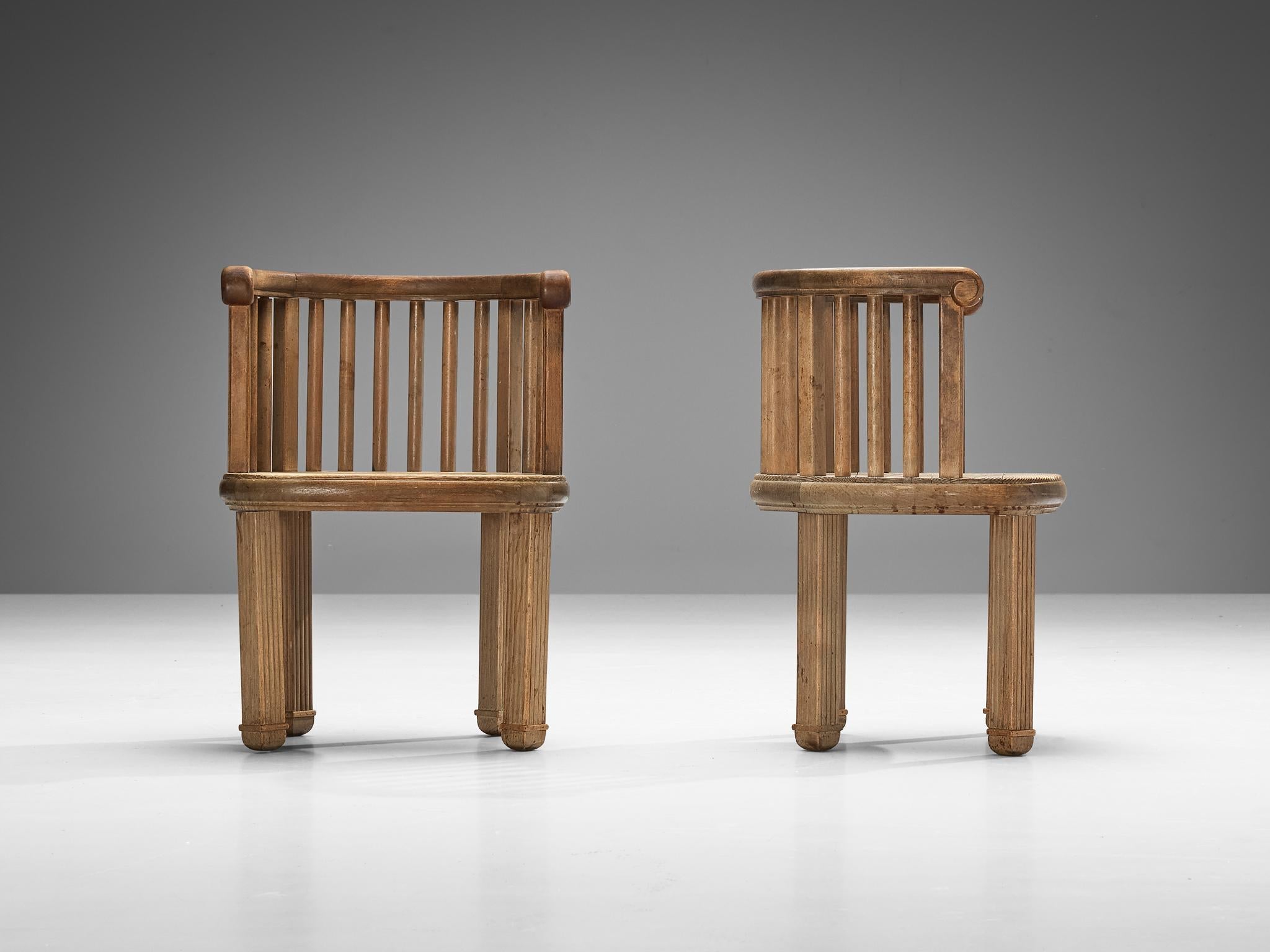 Elegant French Pair of Dining Chairs in Pine