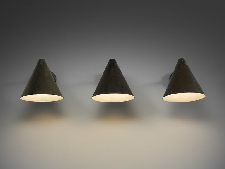 Hans-Agne Jakobsson 'Tratten' Wall Lights in Patinated Copper