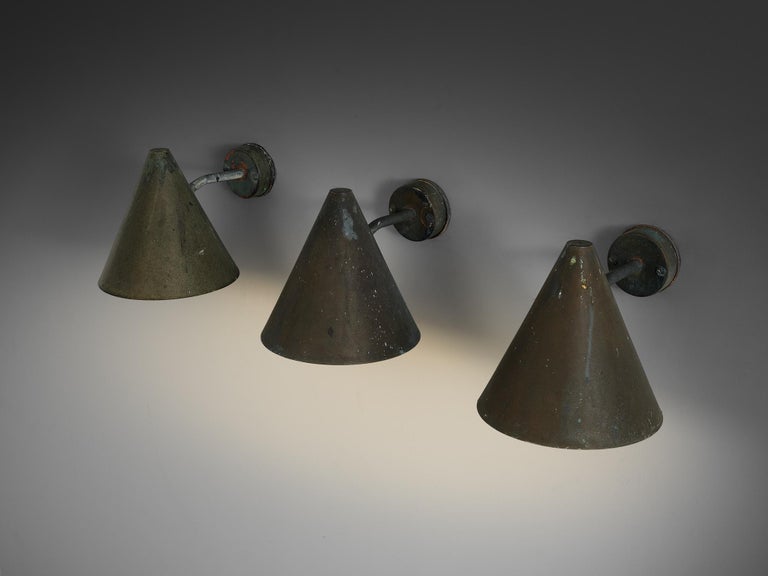 Hans-Agne Jakobsson 'Tratten' Wall Lights in Patinated Copper