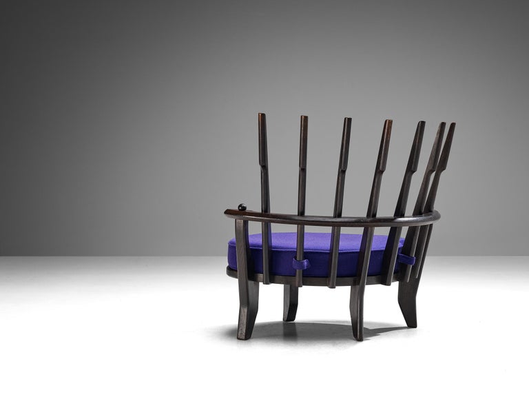 Guillerme & Chambron 'Tricoteuse' Lounge Chair in Black Lacquered Oak