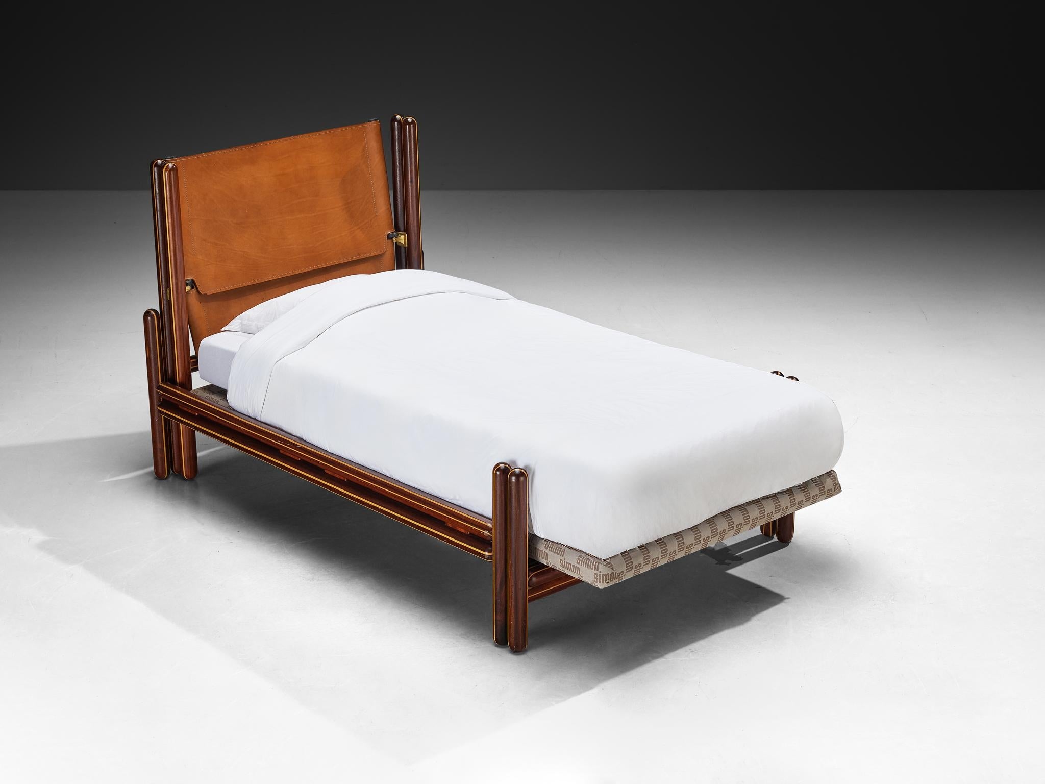 Carlo Scarpa for Simon Gavina 'Toledo' Single Bed in Padouk and Leather