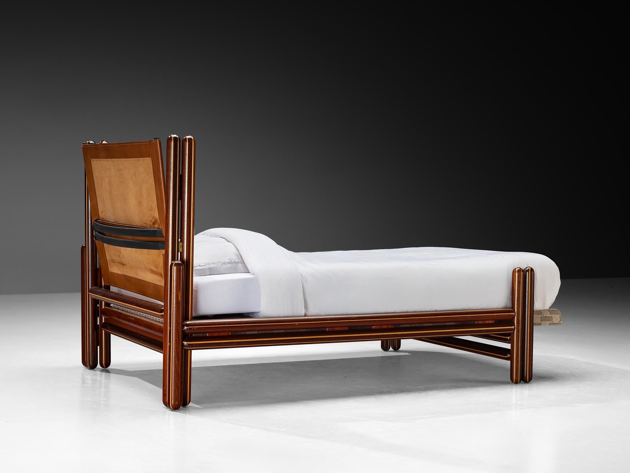 Carlo Scarpa for Simon Gavina 'Toledo' Single Bed in Padouk and Leather